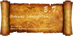 Baksay Tonuzóba névjegykártya